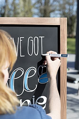 EUROPEL Kreidemarker Weiß 6 mm Flüssigkreide Stift mit Rund & Keilspitze, wasserbasiert abwischbar, für Glas Fenster Tafel Menüboards – Profi Qualität für Gastronomie & Business