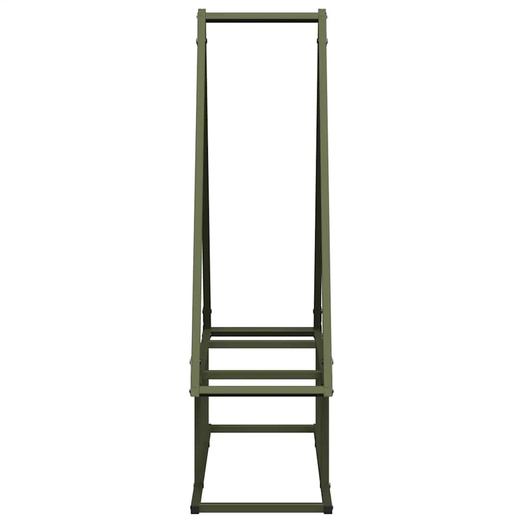 Brennholzregal Olivgrün aus kaltgewalztem Stahl 80 x 25 x 90 cm, 100 kg Traglast, Kaminholzhalter für innenbereich, wohnzimmer, kamin, ofen, terrasse, garten, schuppen
