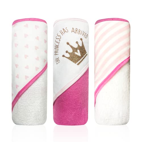 Image of MODERN BABY 3 Pack Hooded Baby Towels Set for Newborn & Infant Boys & Girls Baby Bath Towels