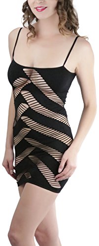Image of ToBeInStyle Women's Stretch See Through Fishnet Novelty Mini Rave Party Dress