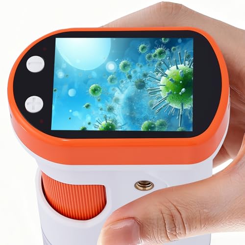 Image of OZSTAR Microscope for Kids 1000x Magnification, 2.4-inch ScreenPocket Microscope with Photo and Video Recording (with Slide Kit) Portable Educational Gift