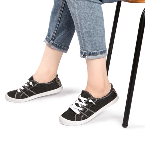 Image of Womens Slip On Shoes, Canvas Low Top Sneakers, Casual Classic Flat Shoes | Comfort Fashion Sneaker with Non Slip Rubber Outsole, Lightweight Tennis Shoes for Walking, Shopping, Picnic, Travel