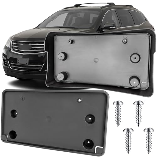 Image of License Plate Bracket Accessories for Chevrolet Chevy Traverse 2013 2014 2015 2016 2017, Front Bumper License Plate Holder Replacement Frame Black Mount