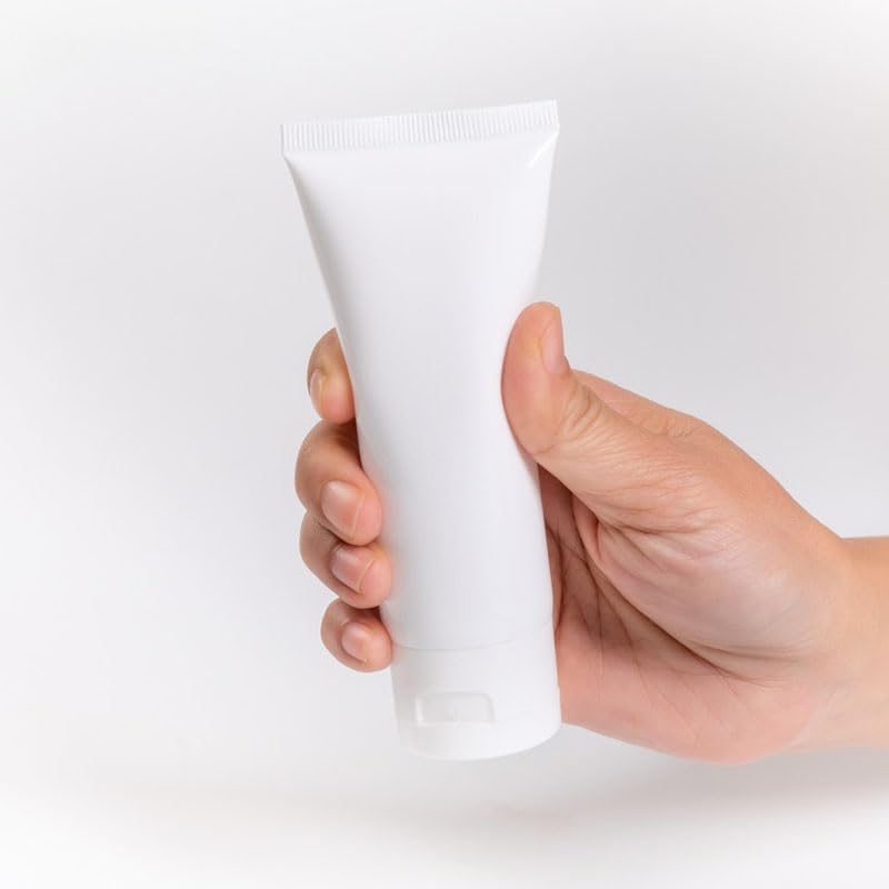 50PCS Empty Refill White Plastic Cosmetic Lotion Tubes Bottles Shampoo Facial Cleanser Makeup Sample Soft Container Tube Bottle Vial Jar Pot Case With Flip Cap/Screw Cap (80ml,Screw Cap)