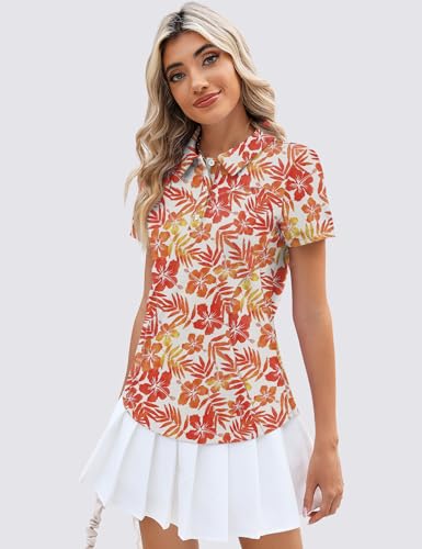 Image of TFSDOD Womens Golf Polo Shirts Collared Short Sleeve T Shirt Lightweight Moisture Wicking Polo Casual 3 Buttons Outfits