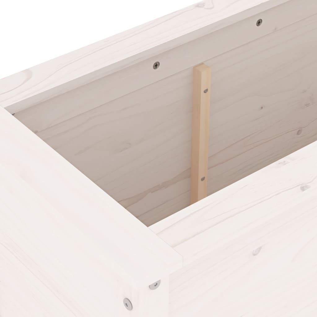 vidaXL Hochbeet, Holz Hochbeet für Garten Terrasse Balkon, Blumenkasten Pflanzbeet für Gemüse Kräuter Blumen, Gemüsebeet Kräuterbeet, Weiß Massivholz Kiefer