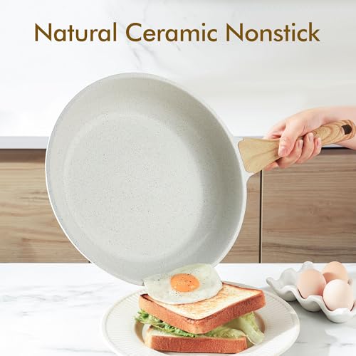 Image of SENSARTE Nonstick Ceramic Frying Pan Skillet, 10 Inch Omelet Pan, Healthy Non Toxic Chef Pan, Induction Pan with Heat Resistant Handle, PFAS-Free