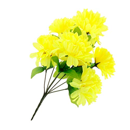 Artificial Silk Chrysanthemum Flowers Arrangement for Funeral Memorial Grave - Yellow