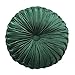 Oreiller plissé rond, Coussin rond plissé en velours, Tapis de chaise siège citrouille en velours, Oreiller décoratif rond pour la maison, Coussin décoratif rempli, vert