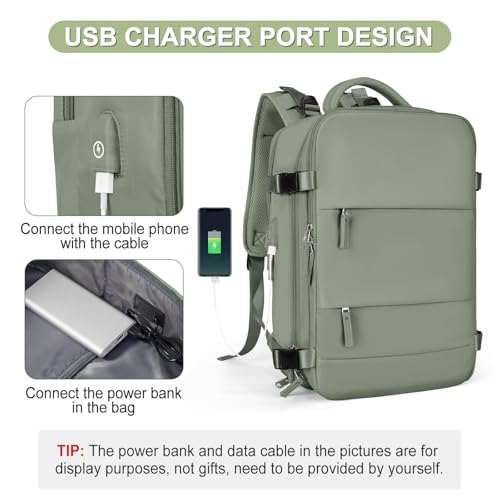 Image of coofay Travel Backpack For Women Men Airline Approved Carry On Backpack Flight Approved Waterproof Sports Luggage Backpack Casual Daypack Small Hiking Backpack Grey Green