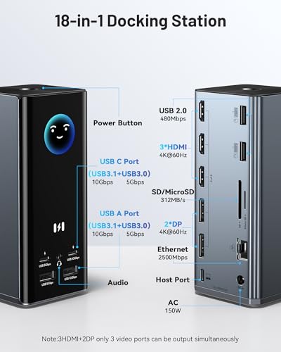 Image of Smart Display Docking Station 3 Monitors,150W PD for Mac(Driver Required)
