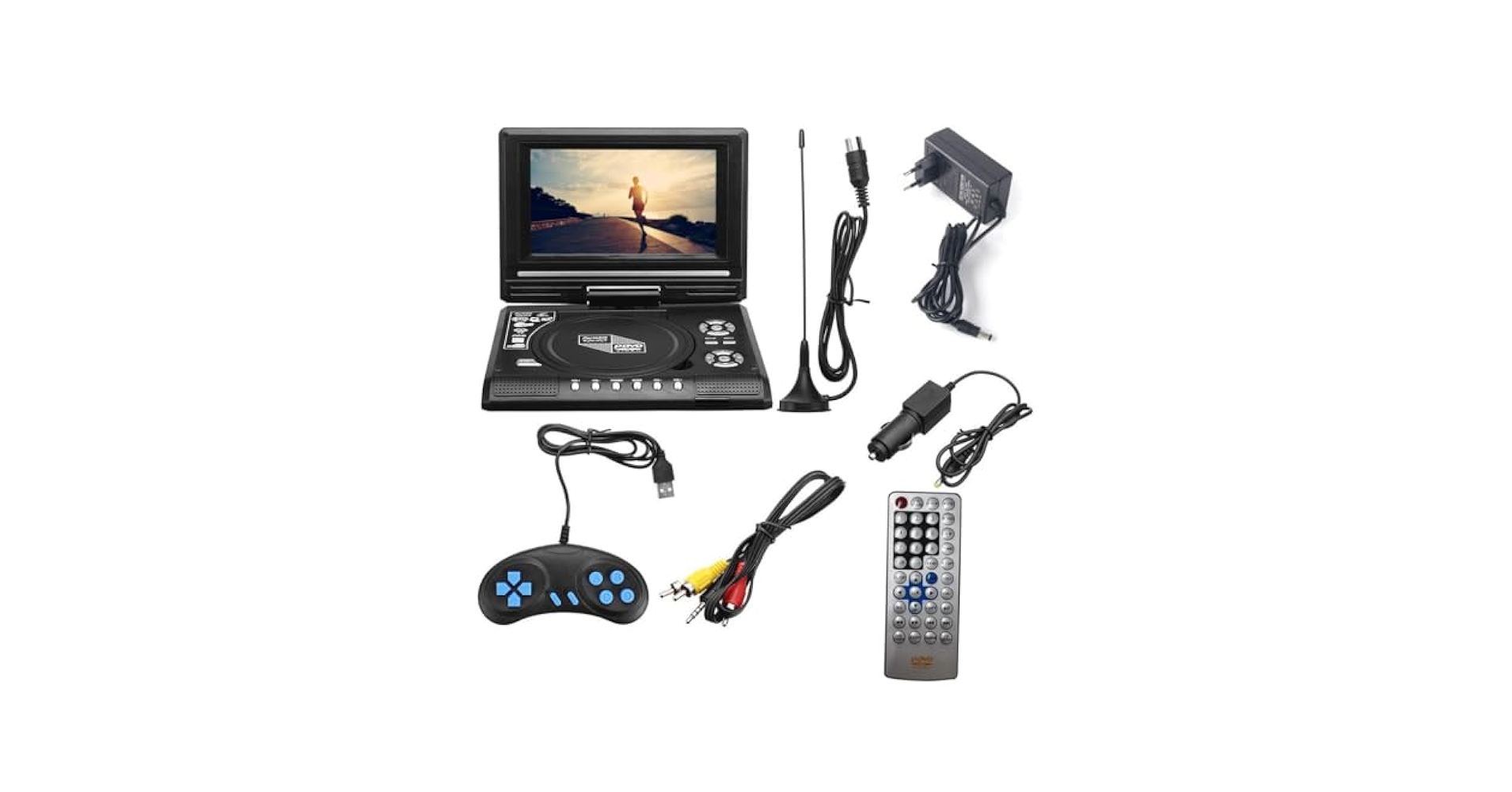 ポータブルDVDプレーヤー 7.5インチ 連続再生 270度回転 リモコン付き 楽天市場】【999円車載ホルダー レビュー特典あり】ポータブル
