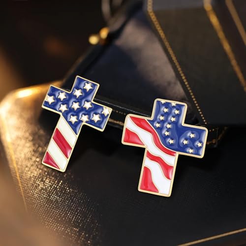 Image of Rhinestone Brooch Pins for Women, Vintage Crystal Enamel Brooches, American Flag Pin Patriotic Lapel Pins Gift for Suit Clothes Bag Accessories