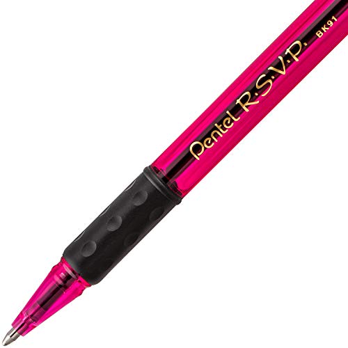 Pentel Pink Bca R.s.v.p. Razzle-Dazzle, 1.0Mm, Medium Line, Black Ink, 5 Pack (Bk91Rdbp5P) #TOP3