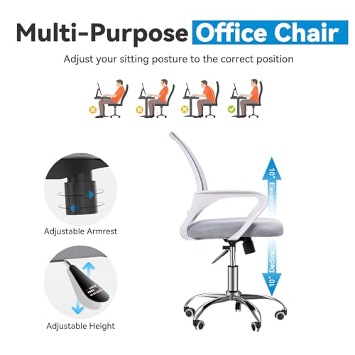 Basic-Ergonomic-Swivel-Office-Chair-Grey-Desk-Chair-Executive-Chair-Breathable-Mesh-Backrest-Height-Adjustable-Comfortable-Seating-Easy-Assembly-Basic-Grey
