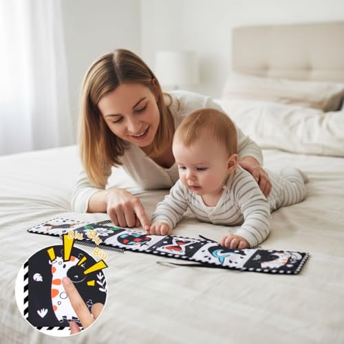 Image of SNOWIE SOFT Baby Cloth Book 0-3 Years 5.5x8.5 Double Sided Squeaky Sensory | Tactile Squeaky Play, Encourages Sensory Exploration, Soft Cloth Pages, Easy Handling, Customer Support Available