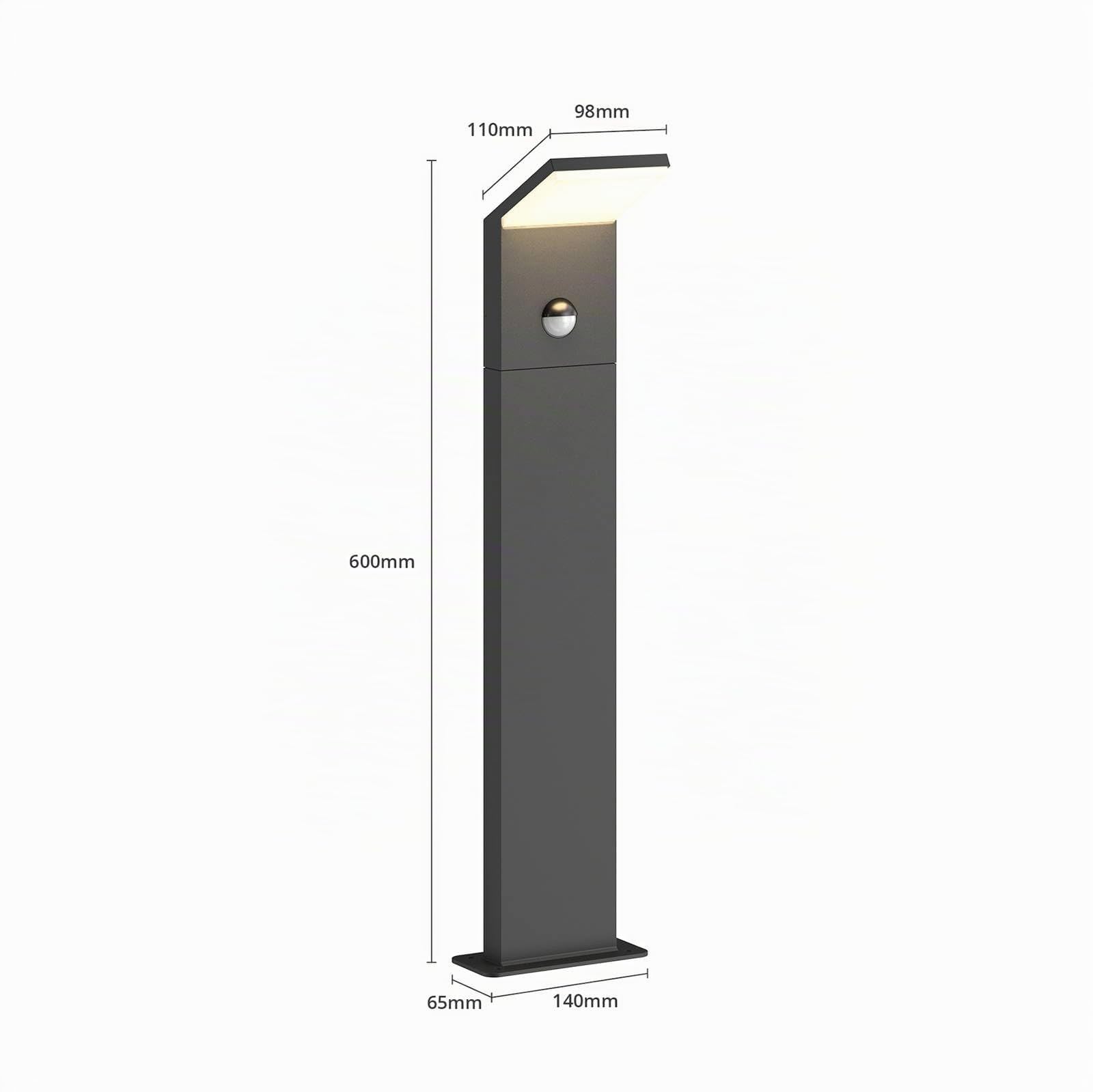 Lucande LED Wegeleuchte/Pollerleuchte 60 cm mit Bewegungsmelder, Außenleuchte spritzwassergeschützt IP54 8,5W