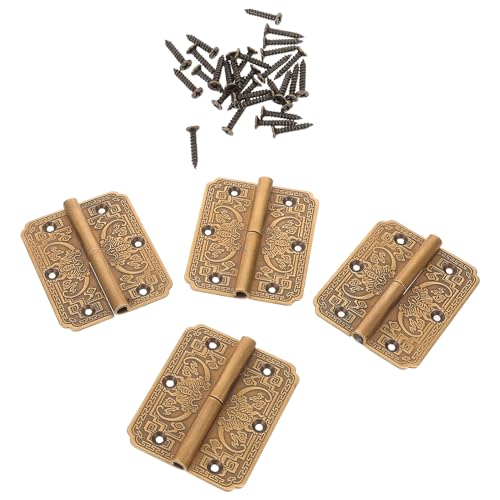 Artibetter 4個 真鍮製の蝶番 小さな蝶番 ネジ付き真鍮ヒンジ