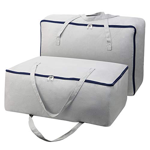 AMJ 2 Pack - Natural Cotton Storage Bag, Household Essentials Sweater Storage Bag, Breathable & Washable, Light Grey (23.6\" x 17.7\" x 8.66\")