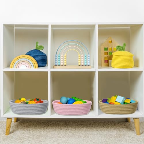 Panier de rangement en corde de coton gris petit modèle d'étagère
