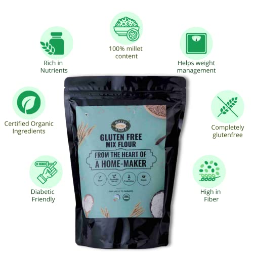 Image of Millet Amma CERTIFIED ORGANIC Gluten Free Flour - 1 Kg Pack | Contains Jowar, Bajra, Ragi and Amaranth | Rich in Fiber, Calcium & Phosphorus | Helps in Weight Management | 100% Preservatives Free | Suitable for Crackers, Rotis, Snacks, Sweets, Parathas