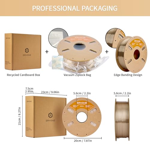 Image of ERYONE Silk PLA Filament for 3D Printer 1.75mm + /- 0.03mm, Shiny Filament 1kg (2.1lbs) /Spool, Champagne
