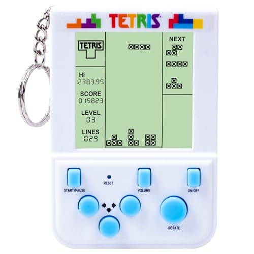 Llavero Tetris de mano Arcade Game - Mini consola retro con licencia oficial con pantalla LCD, sonidos y 2 modos de juego - Juguete de rompecabezas clásico portátil, regalo de viaje, jugador retro