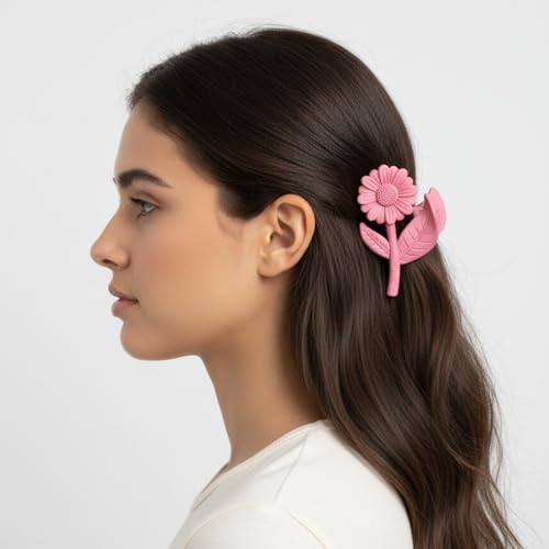Image of Korean Flower Hair Claw Clip | Strong Grip Matte Hair Clutcher for Girls & Women Multicolor - 4pc Mix Color