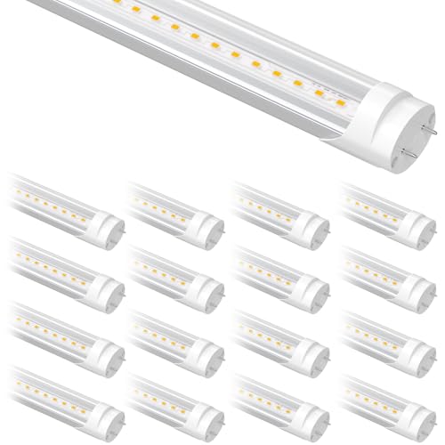 Image of 16-Pack Fluorescent Light Bulbs Replacement 4FT, T8 LED Bulbs 4 Foot Type A+B, 24W (65W Equivalent) 3200LM, 3000K Warm White, 48 Inch Tube, F32T8 or F40T12 LED Replacement, Non-Dimmable