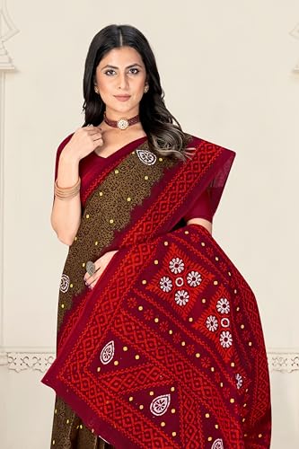 Image of TAMAIRA FASHION Mulmul Pure Cotton Saree For Woman Floral Batik Printed|Office Wear Daily Wear Sarees For Women Without Blouse Piece (Available in 11 Colours)