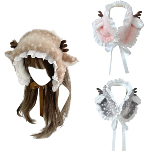 Cache-cou chaud enfants avec cache-oreilles renne dentelle - 5