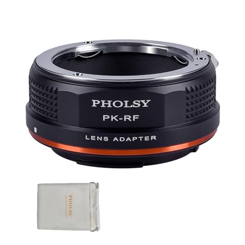 PHOLSY Lens Mount Adapter Manual Focus: Compatible with Pentax K Lens to Canon RF (EOS R-Type) Camera Body