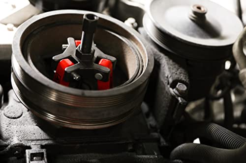 Image of ARES 71002 - Harmonic Balancer Puller Kit - Adjustable 3-Jaw Puller Fits Most Late Model Automobiles & Trucks - Remove Damper Pulleys in Tight Engine Compartments Without Removing The Radiator