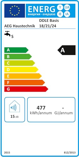 AEG DDLE Basis Electronic Instantaneous Water Heater 18/21/24 kW, Switchable, Continuous Temperature Selection with 4 Application Symbols, Fixed Connection 400 V, VDE Tested, 222390