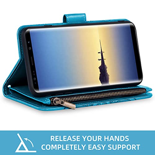 Étui Note 8 anti-rayure bleu pour protéger écran et ranger cartes