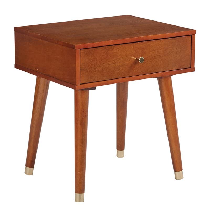 OSP Designs Cupertino Side Table, Light Walnut