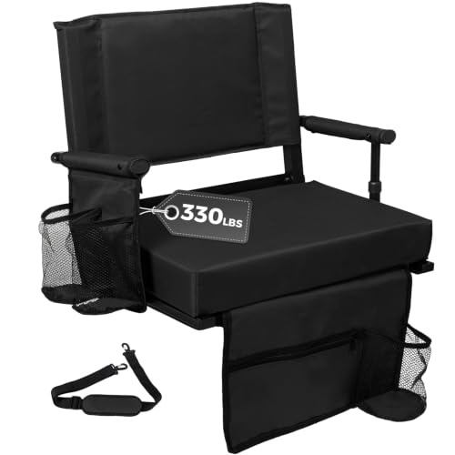 Image of Extra Wide Bleacher Seat w / Back & Cushion, Stadium Seat w / Support - Black