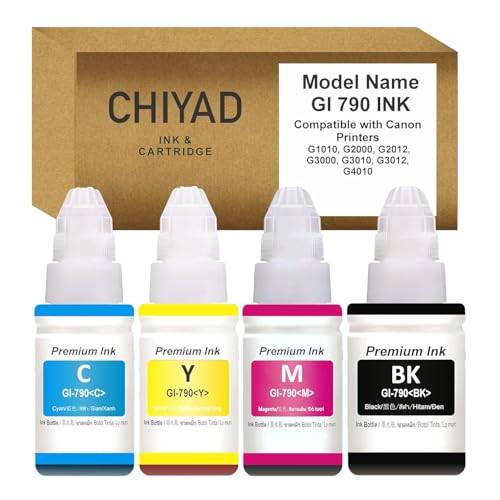 Image of GI-790 Compatible for Canon Pixma Ink Suitable for G1000, G1010, G1100, G2000, G2002, G2010, G2012, G2100, G3000, G3010, G3012, G3100, G4000 Printers (GI-790 Black Ink 4 Pcs)