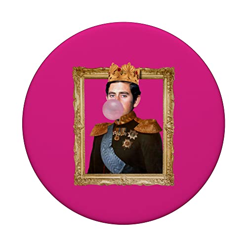 KING Young Prince Charles Blowing Bubble Gum Coronation Meme PopSockets Swappable PopGrip, Black - Image 3