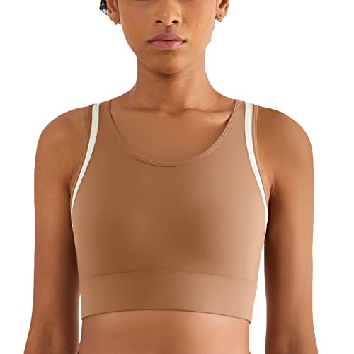 Lemedy Racerback geformte Cup Crop Tank Tops High Impact Yoga Sport BH, kaffeebraun, X-Large Cover