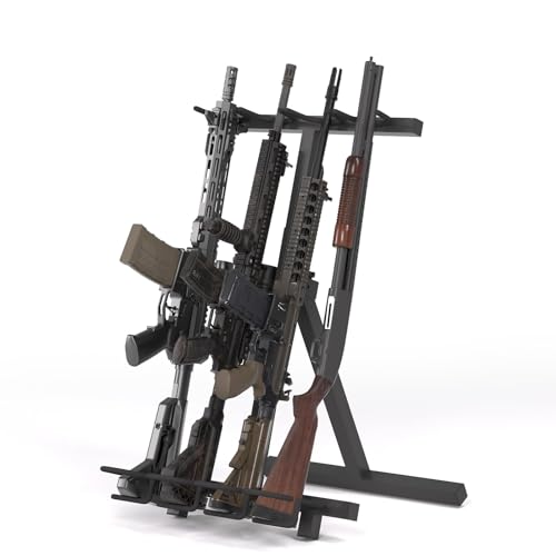 Nonkky Portable Folding Gun Rack Freestanding Rifle Rack, Mobile Firearm Display Storage Stand Made with Heavy Duty Steel, Hold up to 4 Rifles, Shotgun, Carbine Gun for The Shooting & Hunting Range