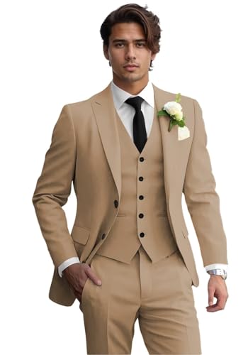 Suit for Men Slim Fit 3 Piece Mens Suits Jacket Vest Pants for Men Wedding Prom Party Business