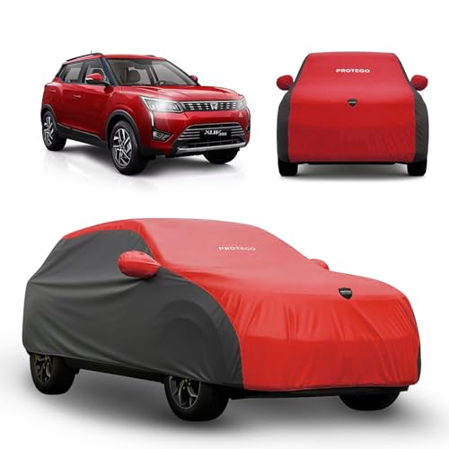 Image of PROTEGO Prime Series India's 1st Anti-Tear Car Cover for Mahindra XUV 300 | Heavy Duty, Custom Fit, All Weather Protection | 100% Waterproof, Windproof & Hail Resistant | 2 Year Warranty | Red + Black