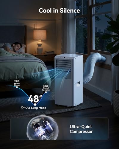 Image of Feelfunn 8,000 BTU Portable Air Conditioner - Cools Up to 350 Sq. Ft., 5-in-1 Portable AC Unit for Rooms with Remote Control, Sleep Mode, 24H Timer, Air Conditioner for Bedroom, Dorm, Apartment