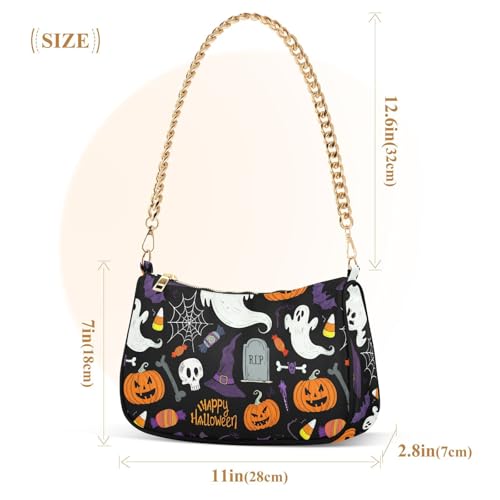 Halloween Elements Shoulder Bag for Women, Handbag with Chain Strap, Soft Purse Tote Bag for Ladies2