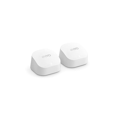 Amazon eero 6+ mesh wifi system - Supports internet plans up to a Gigabit, Coverage up to 3,000 sq. ft., Connect 75+ devices, 2-pack - 2-pack - without eero Plus