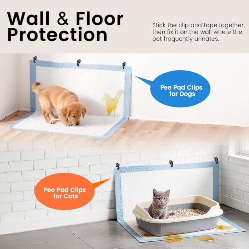Image of Lockable Pee Pad Clips, with Adhesive Tape, for Indoor Wall Pads Secured, Extra Thick Clamps for Silicone Puppy Pad Holder Tary Secured, Tight Strong Clamp for Dogs, Cats Training