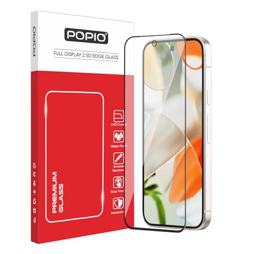 Image of POPIO Military-Grade Gorilla Tempered Glass for Google Pixel 9 /9 Pro (Black) with Edge to Edge Coverage and Easy Installation kit