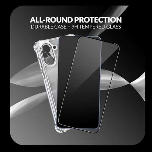 Image of ShieldTech TPU Back Cover Case + Tempered Glass for OnePlus Nord CE 5 / CE5 5G | Transparent Mobile Phone Back Cover Case with Screen Protector for 1+ One Plus Nord CE 5 / CE5 5G | Transparent Case