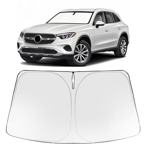 Image of Proadsy 2026 Upgrade Windshield Sun Shade Custom Fit Mercedes-Benz GLC 2023-2025 2026 Foldable Front Sunshade Protector Sun Visor Blocks UV Rays Keep Car Cooler Accessories